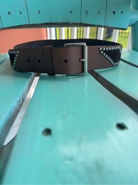 Calvin Klein Brown Leather Studded Western Belt Wide Boho